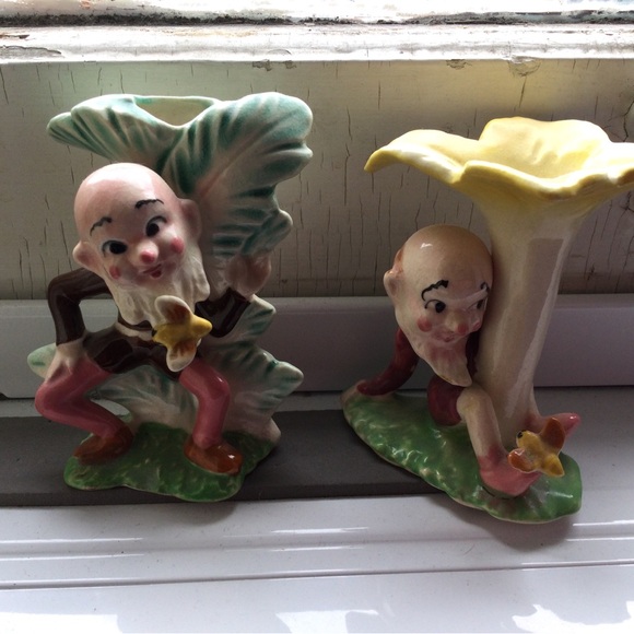 Other - Antique Vintage Playful Imps Ceramic Floral Vases
